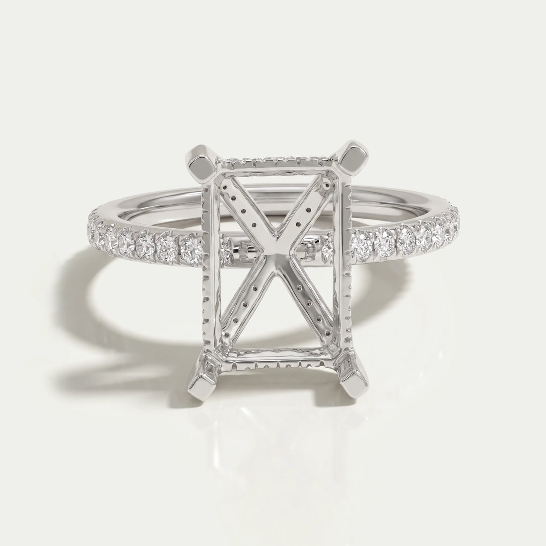 Radiant Shape Semi Mount Hidden Halo Ring