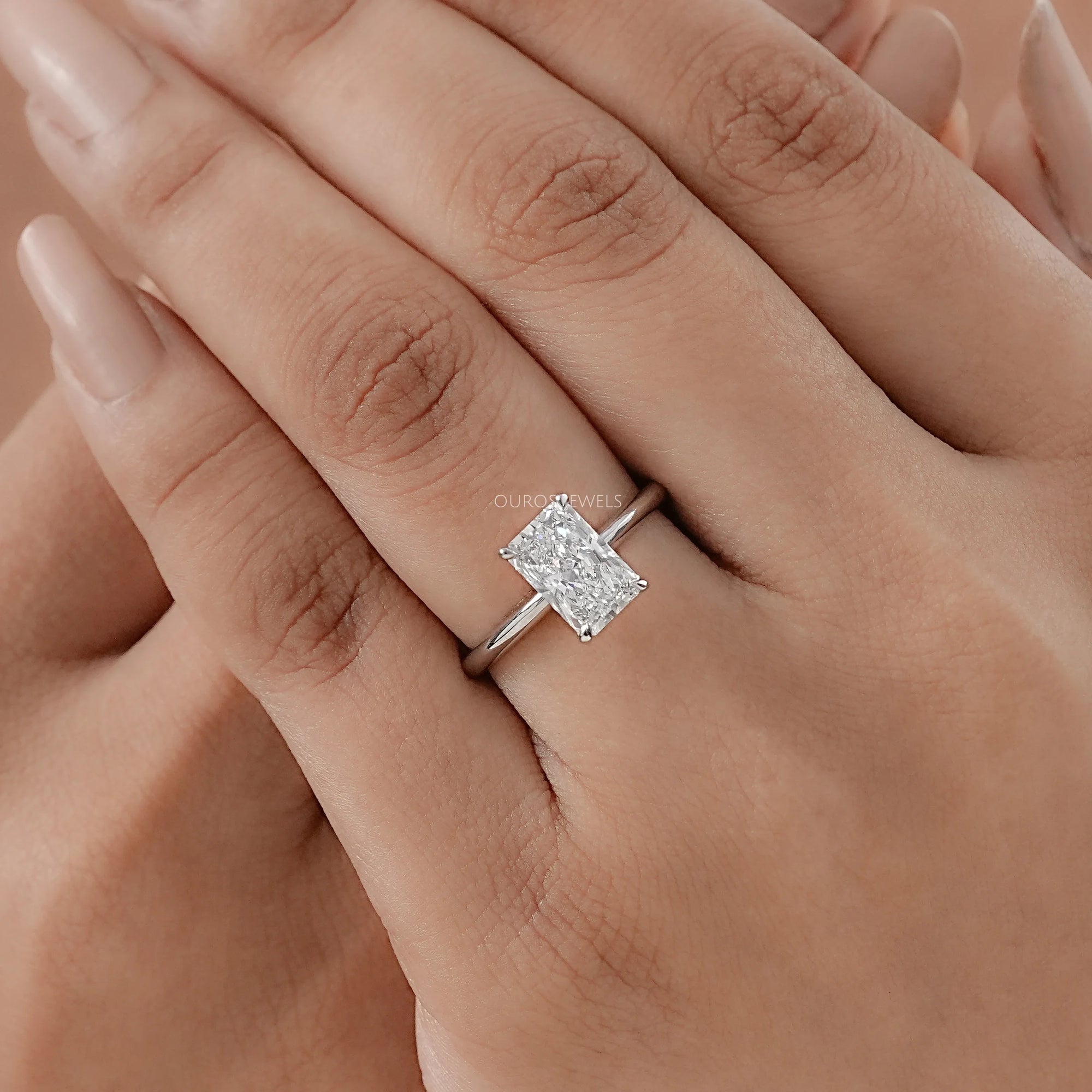 Radiant Cut Solitaire Diamond Engagement Ring Ring