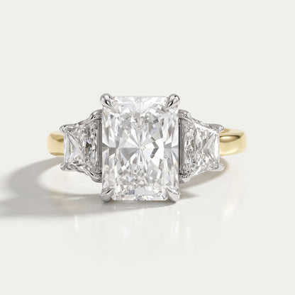 Three Stone Radiant And Trapezoid Lab Diamond Ring Ring