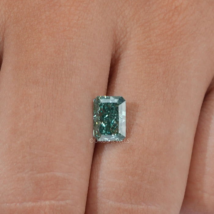 [On Hand View Of Fancy Color Radiant Cut Diamond]-[Ouros Jewels]