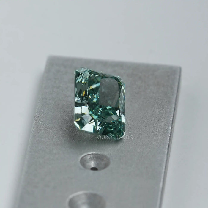 [Right Side View Of Fancy Green Radiant Cut Diamond]-[Ouros Jewels]