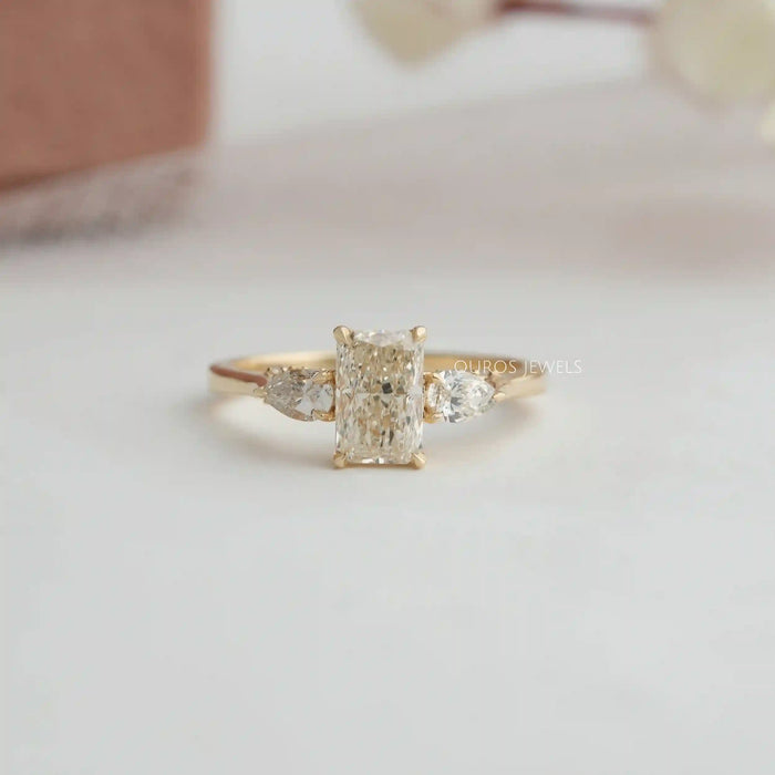 Front View of Radiant Cut Lab Diamond Ring]-[Ouros Jewels]