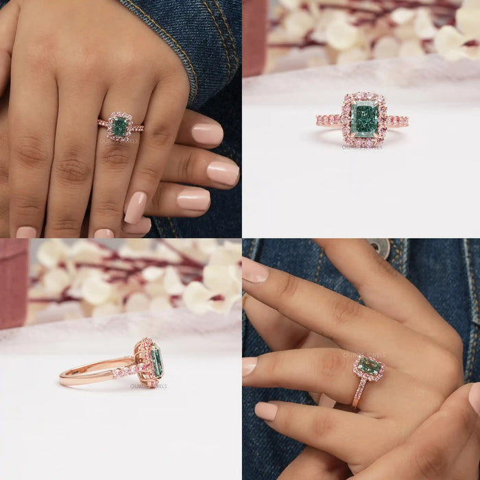 Rose Gold Radiant Cut Diamond Engagement Ring Ouros Jewels