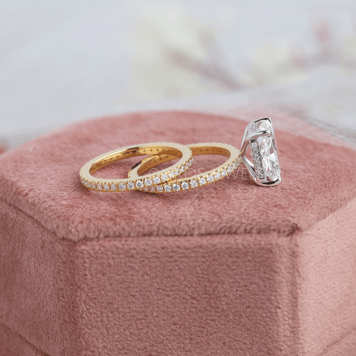 4.50 Ctw Wedding Ring Set. Rose Gold Wedding Rings. Radiant Cut