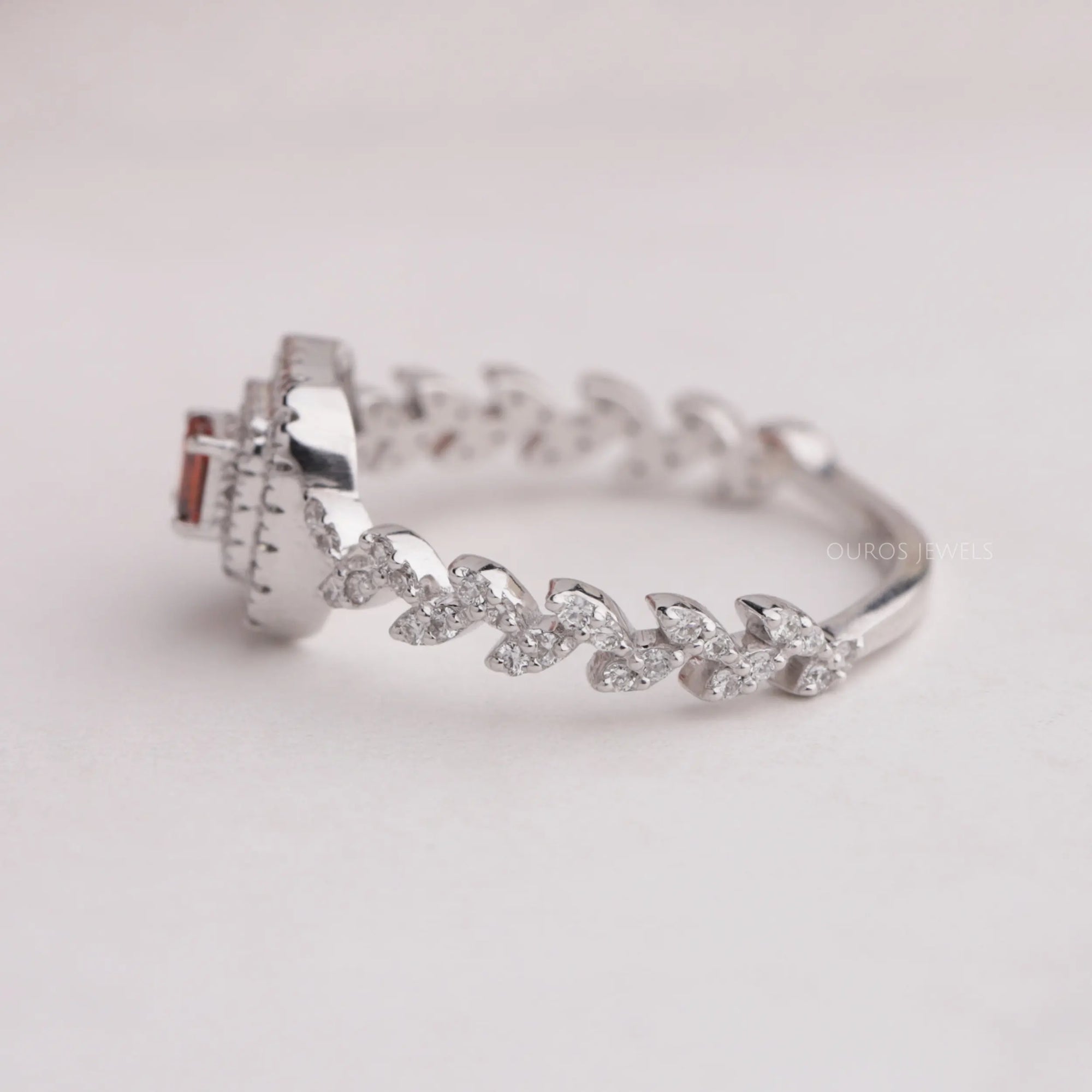 Red Princess Cut Double Halo Accent Diamond Ring