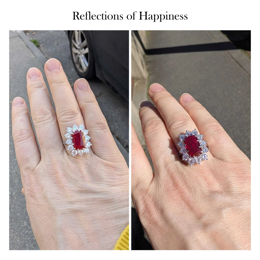 Ruby Elongated Cushion Gemstone Halo Diamond Ring Ring