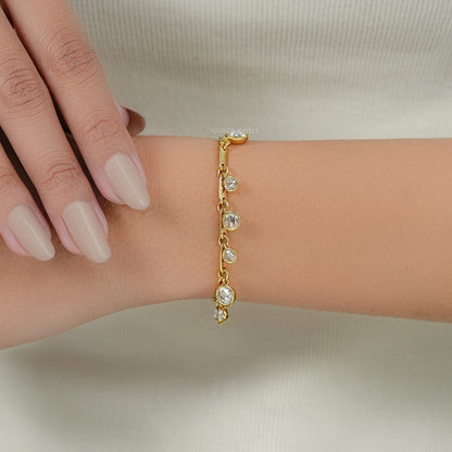 Bezel Set Rose Cut Lab Diamond Charm Bracelet