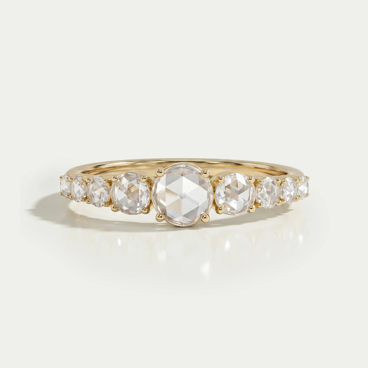 Round Rose Cut Lab Diamond Engagement Ring Ring