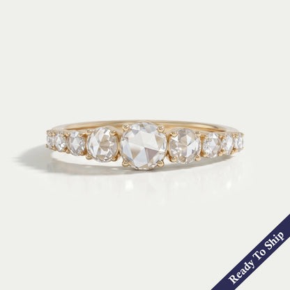 Rose Cut Round Diamond Accent Engagement Ring