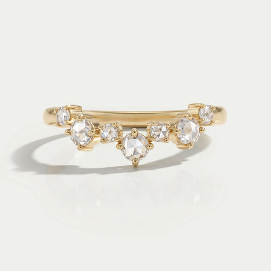 Rose Cut Round Diamond Curved Engagement Ring Ring