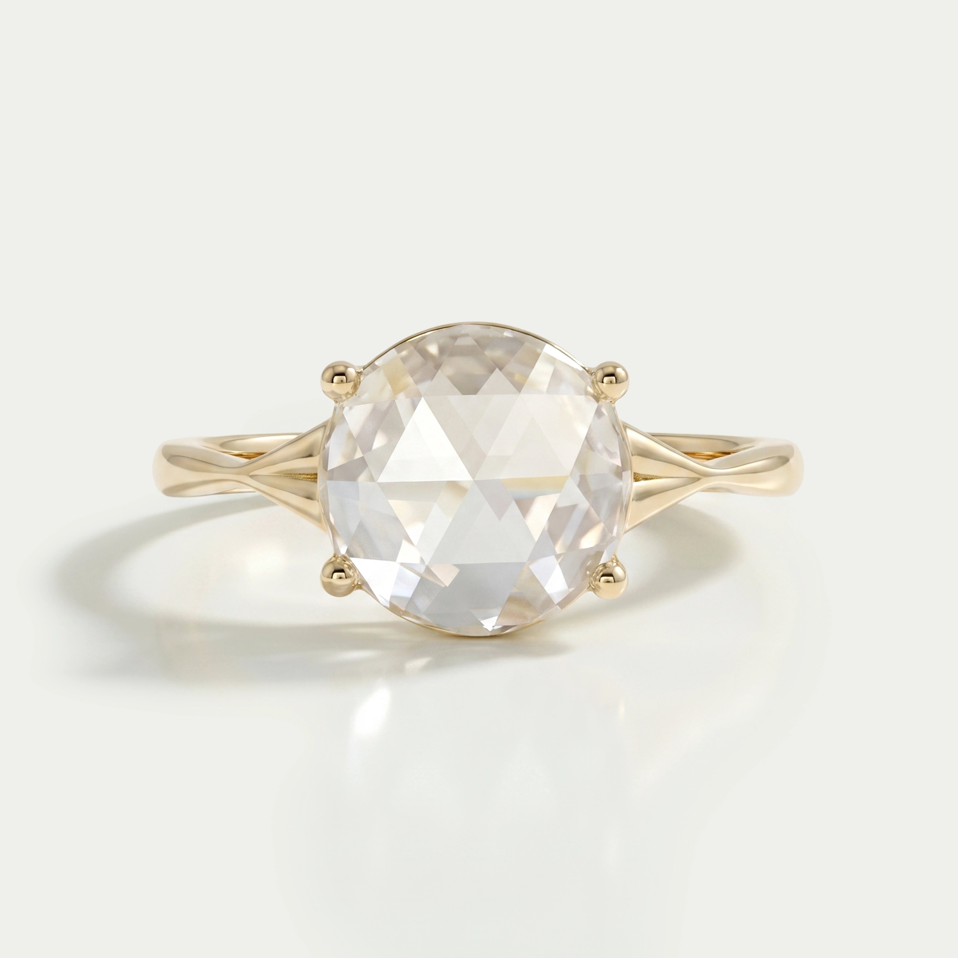 Ouros Jewels Rose Cut Round Diamond Split Shank Ring