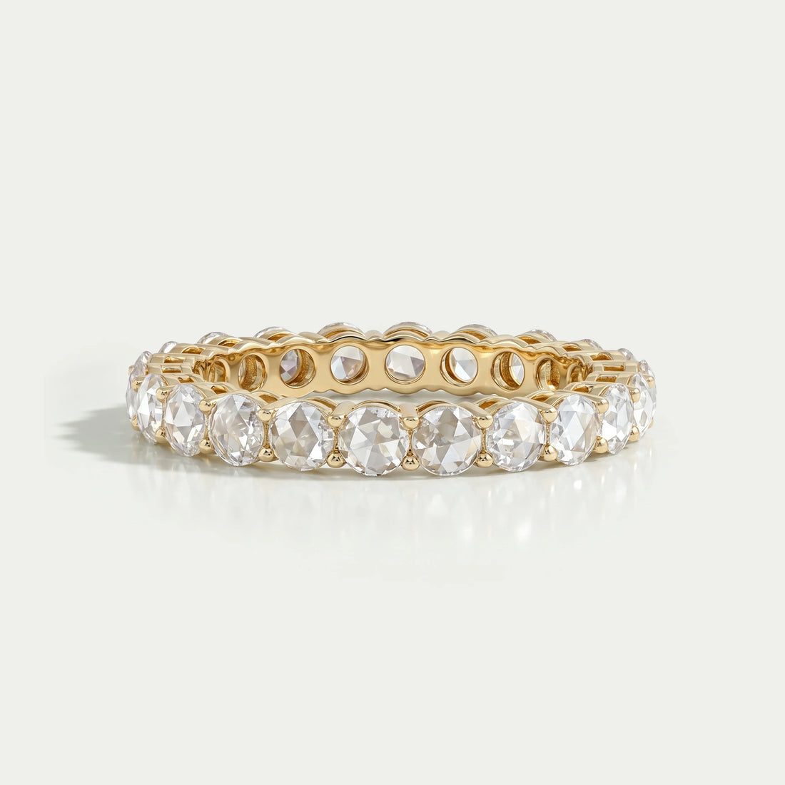 Rose Cut Round Diamond Eternity Wedding Band Ring