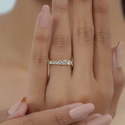 Rose Cut Round Diamond Half Eternity Band
