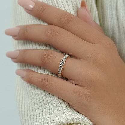 Rose Cut Round Diamond Half Eternity Band