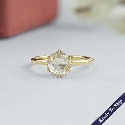 Rose Cut Round Diamond Solitaire Ring
