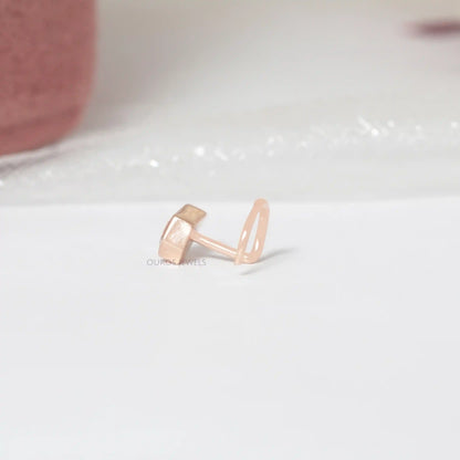 Fancy Pink Kite Cut Bezel Set Nose Pin