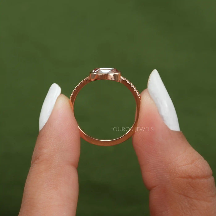 [Accent oval rose cut diamond ring]-[Ouros Jewels]