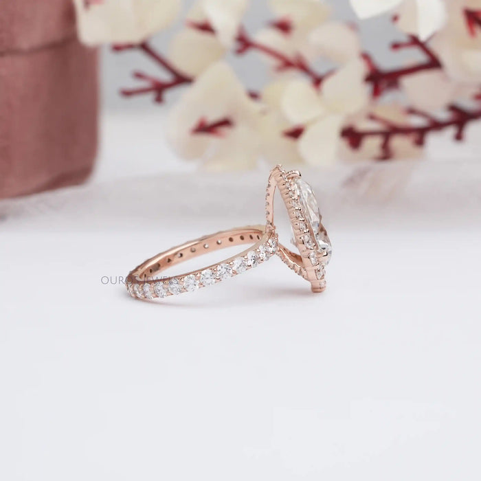 [Side View of Rose Gold Engagement Ring for Her]-[Ouros Jewels]