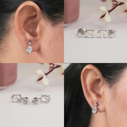 Round And Oval Cut Lab Diamond Drop Dangle Earring