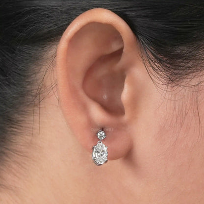 Round And Oval Cut Lab Diamond Drop Dangle Earring