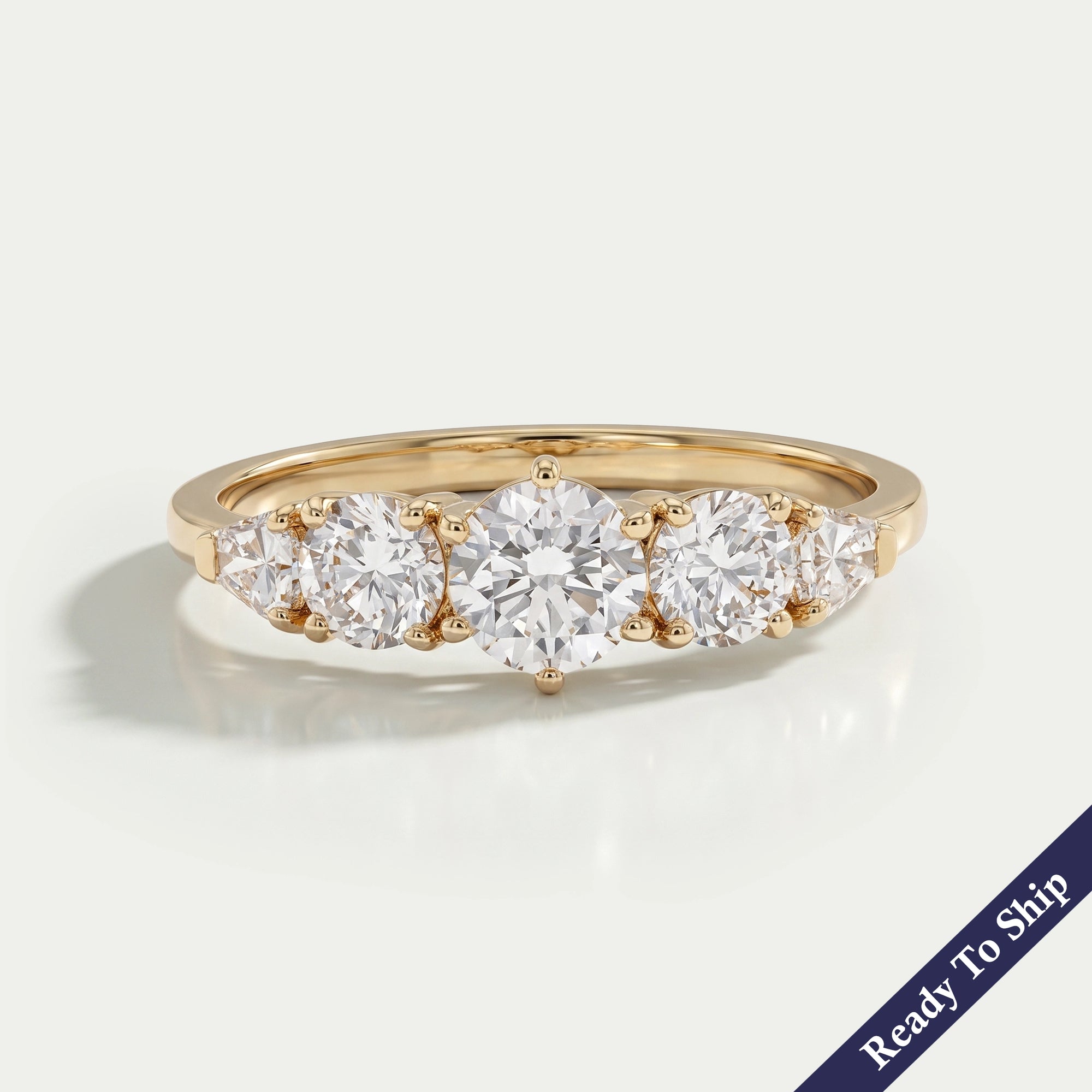 Round And Shield Cut Five Stone Diamond Engagement Ring