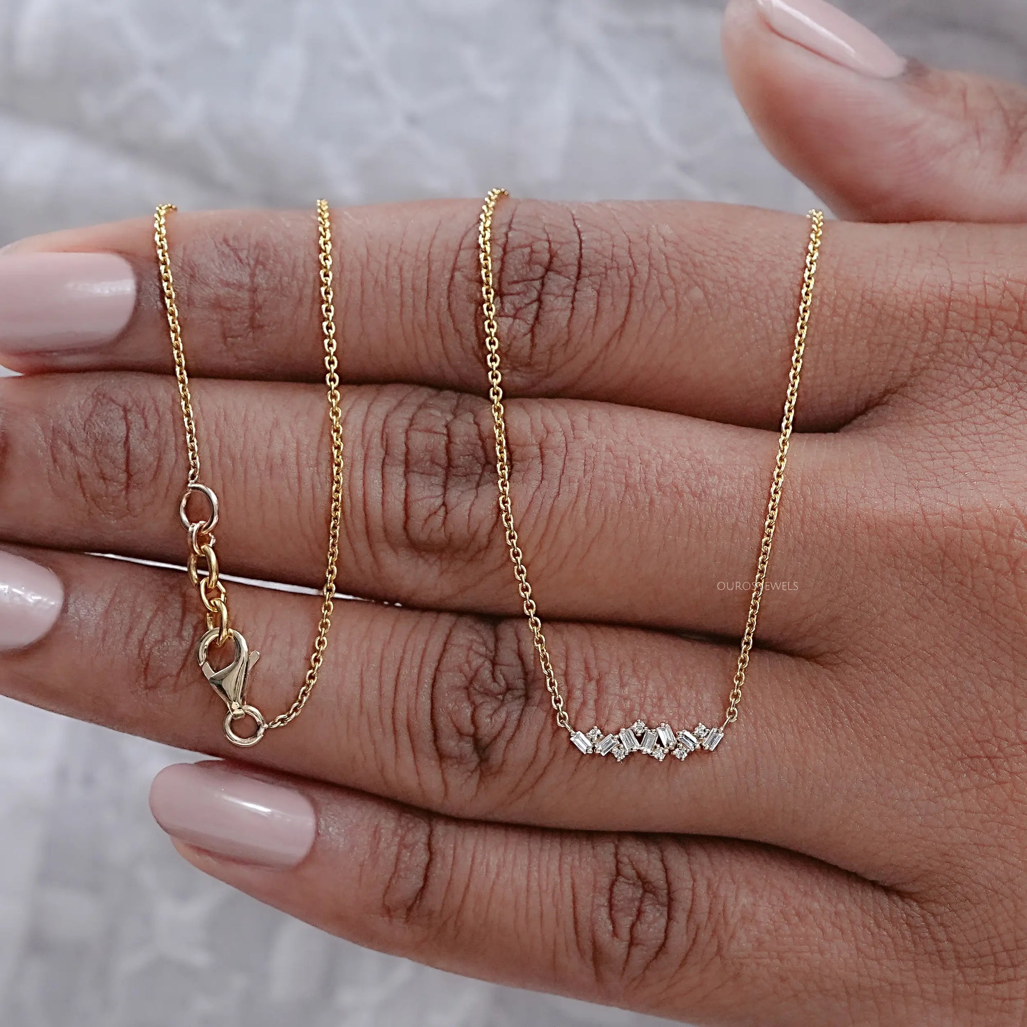 Baguette And Round Lab Diamond Pendant Necklaces