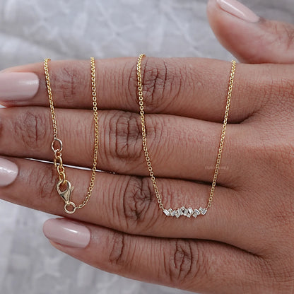 Baguette And Round Lab Diamond Pendant Necklaces