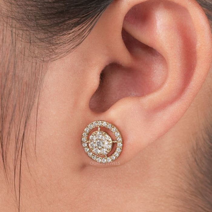 Brilliant Round Cut Lab Diamond Halo Stud Earring