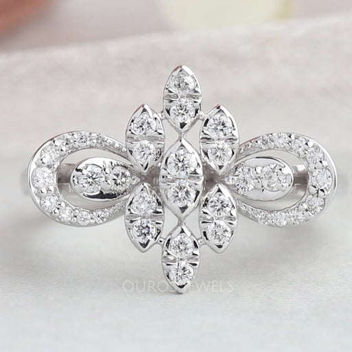 Round Cluster Diamond Engagement Ring Rings