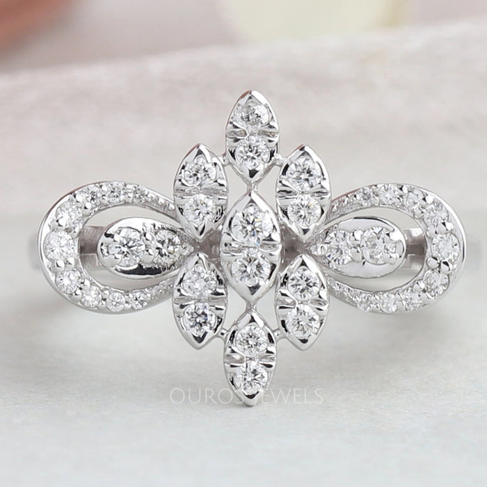 Round Cluster Diamond Engagement Ring Rings