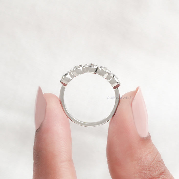 Rose Cut Lab Diamond Milgrain Bezel Five Stone Ring