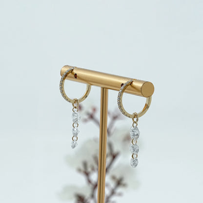 Three Stone Lab Diamond Dangle Hoop Earrings Earring