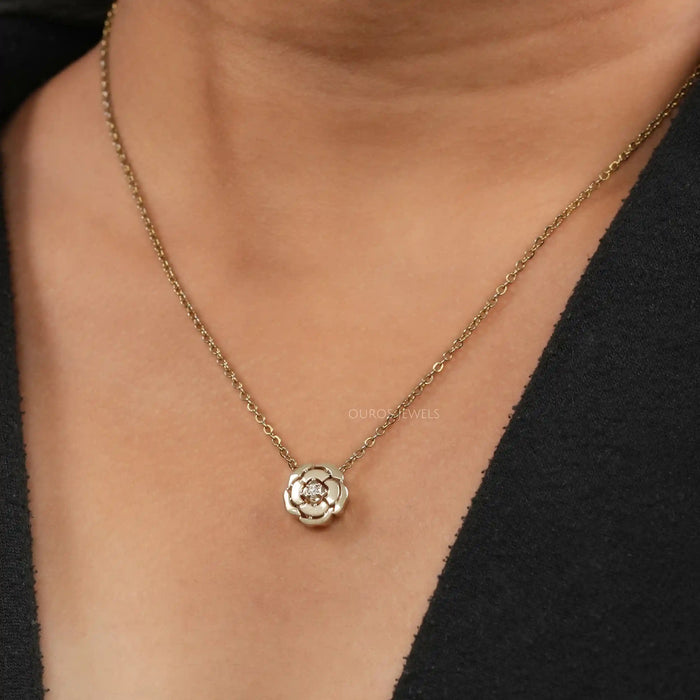Chanel Camellia Flower Round Diamond Necklace