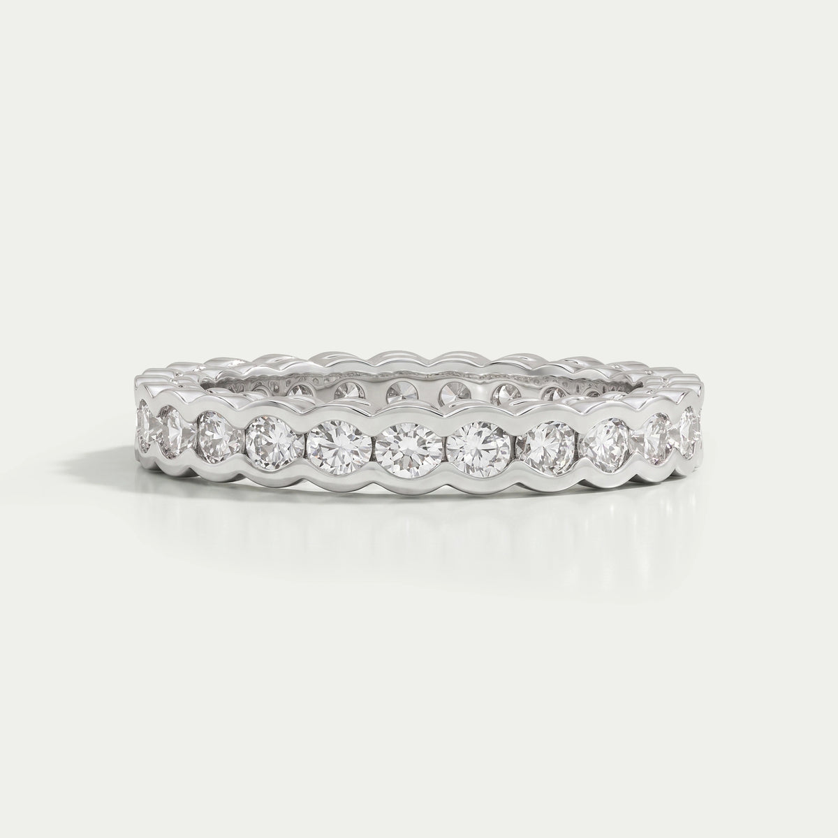 Round Shape Lab Diamond Half Bezel Set Band