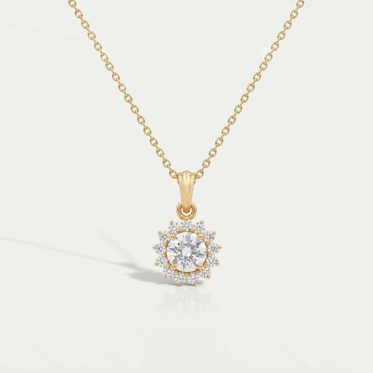 Prong Set Round Cut Halo Lab Diamond Pendant Necklaces