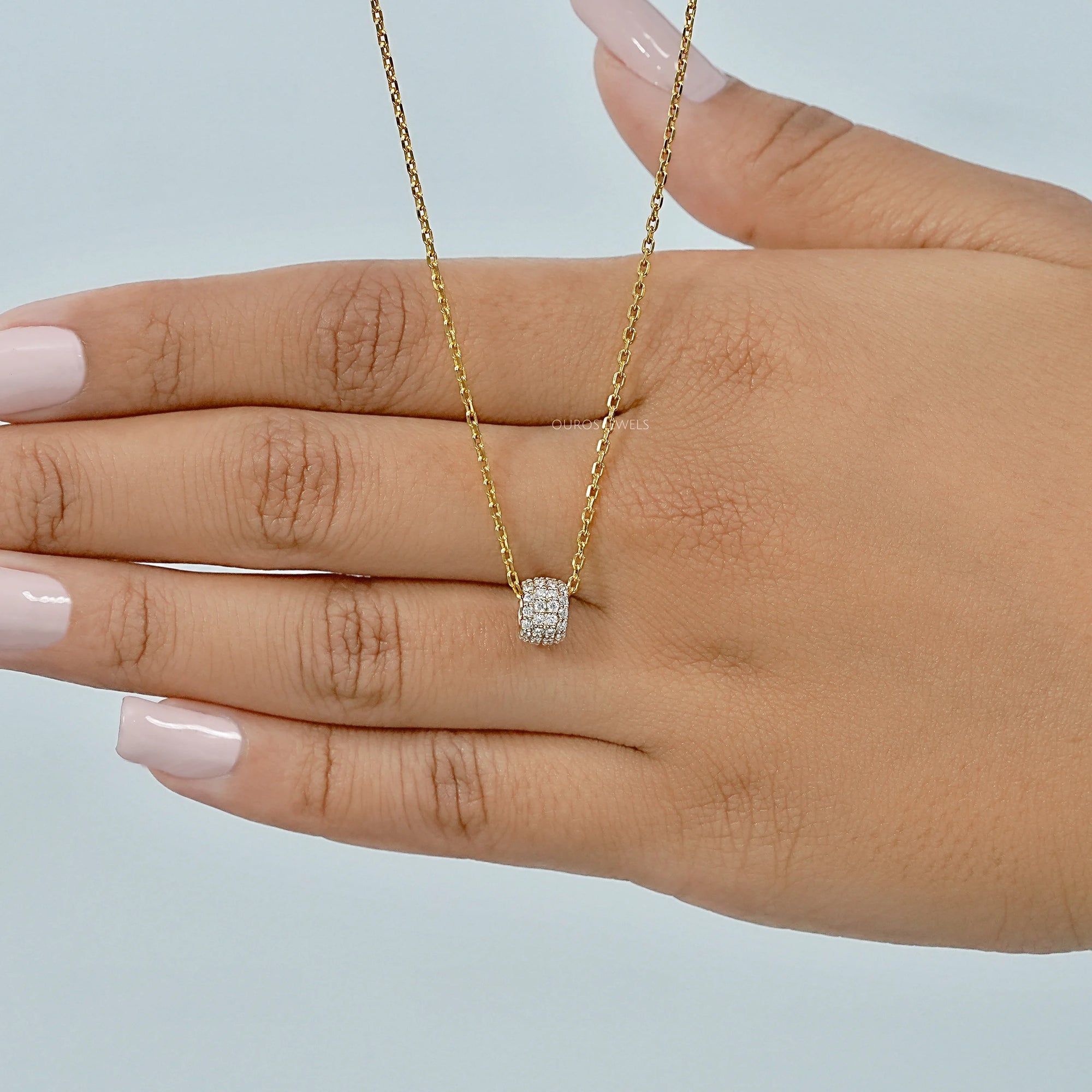 Round Lab Diamond Barrel Pendant Necklaces