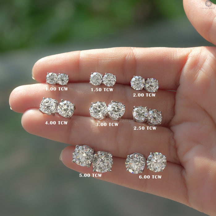 IGI Certified Round Lab Grown Diamond Stud Earrings