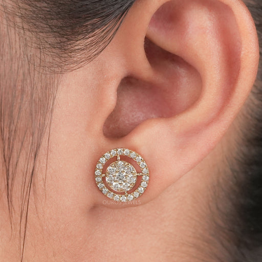 Brilliant Round Cut Lab Diamond Halo Stud Earring