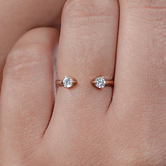 Round Lab Diamond Open Cuff Wedding Ring Rings