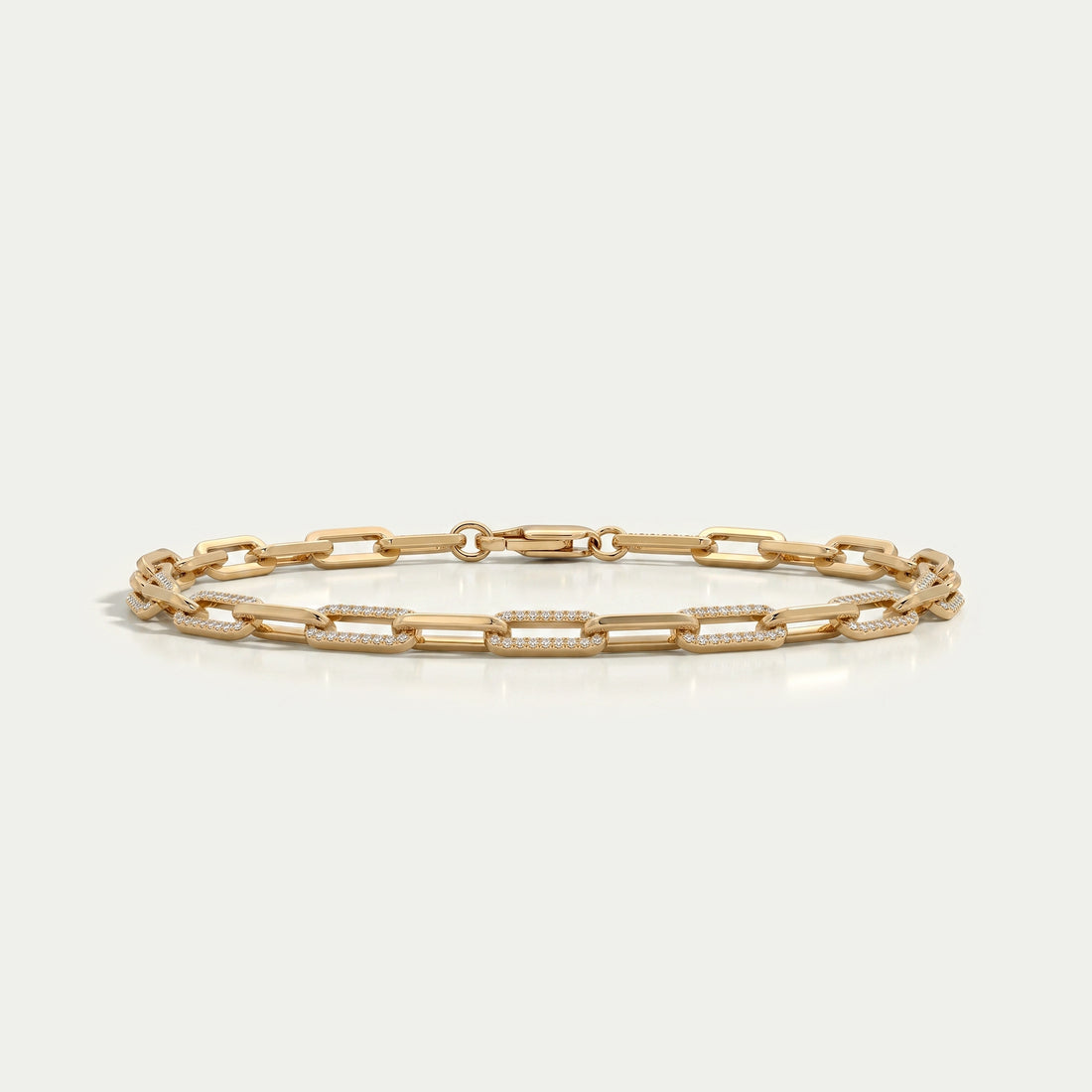 Round Lab Diamond Paper Clip Link Bracelet