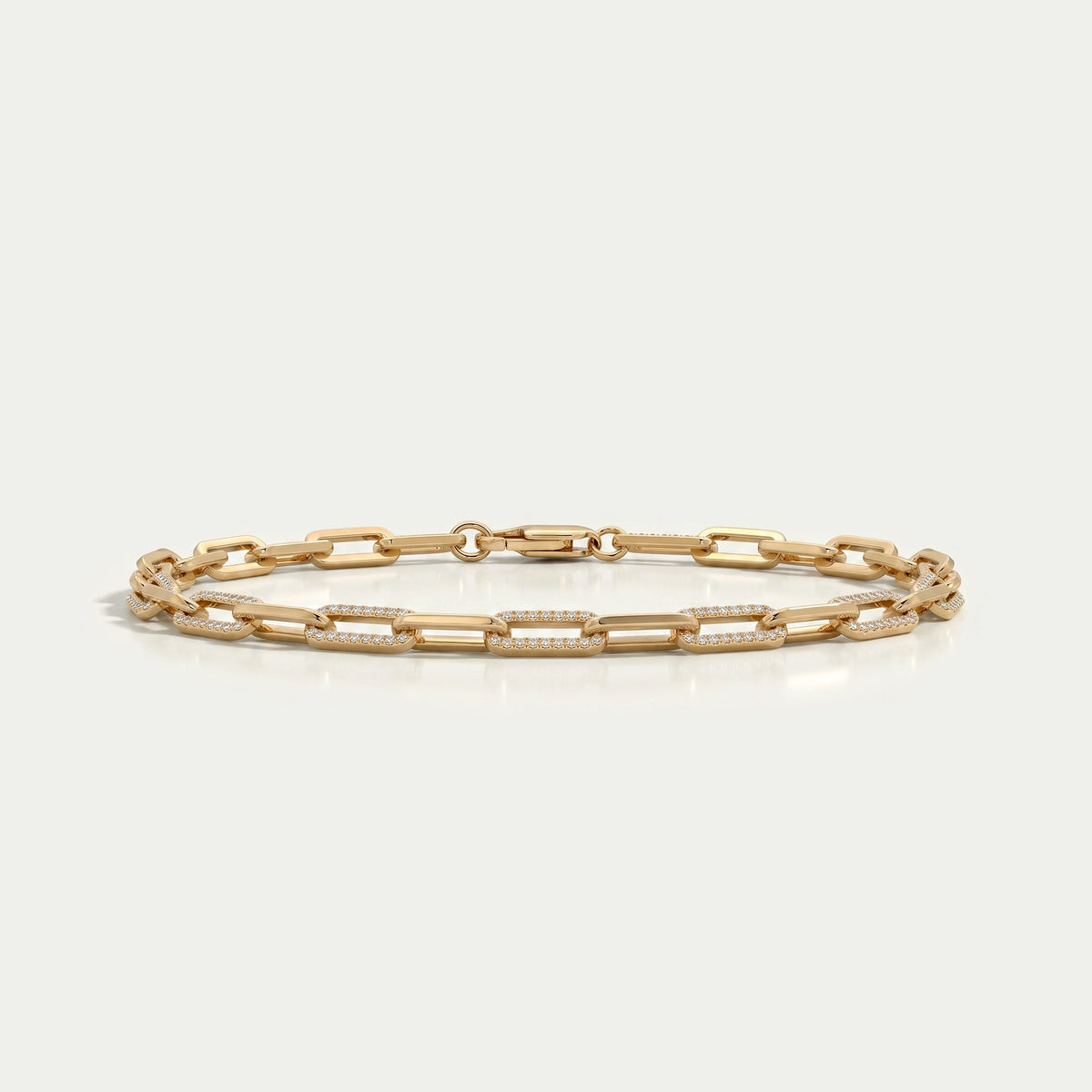 Round Lab Diamond Paper Clip Link Bracelet