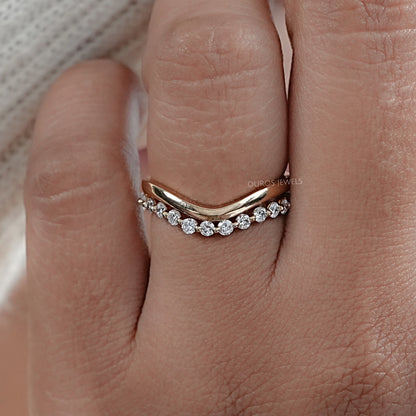 Round Lab Diamond Double Wave Curved Band Rings