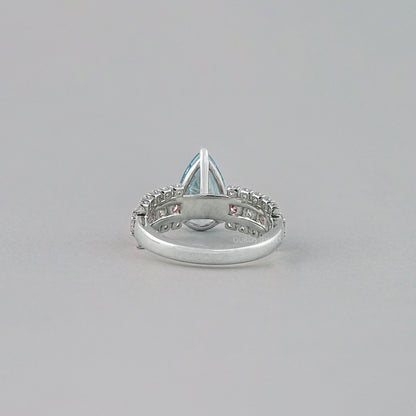 Fancy Blue Pear Lab Diamond Accent Cocktail Ring Ring