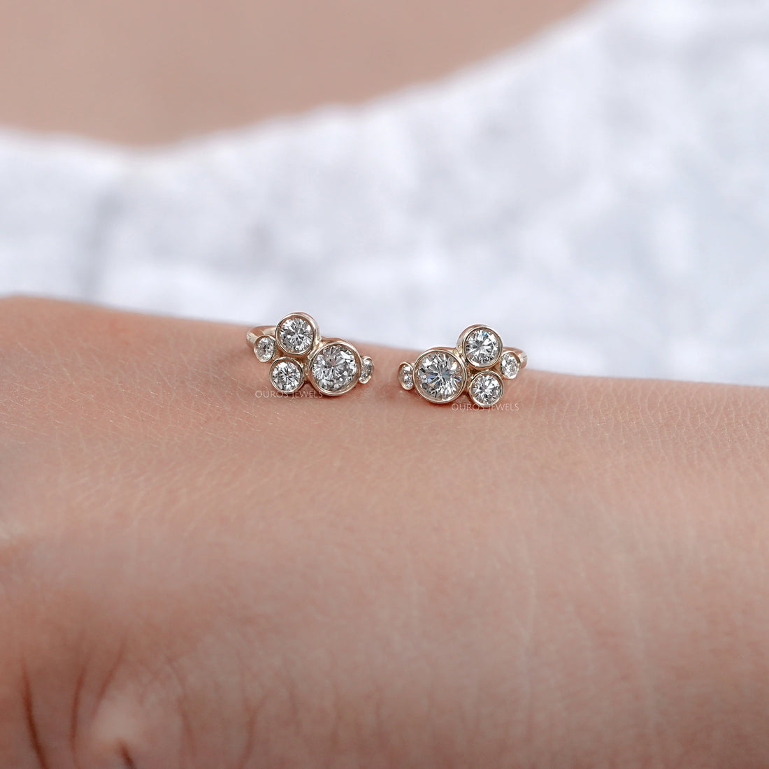 Round Lab Diamond Bezel Set Huggie Earrings Earring