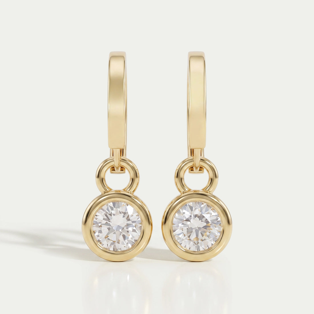 Round Diamond Bezel Set Hoop Earrings