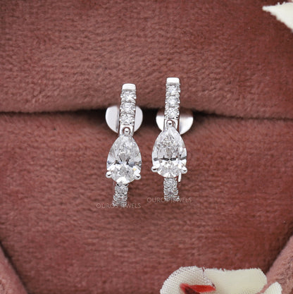 Pear Lab Grown Diamond C Hoop Earring Earrings