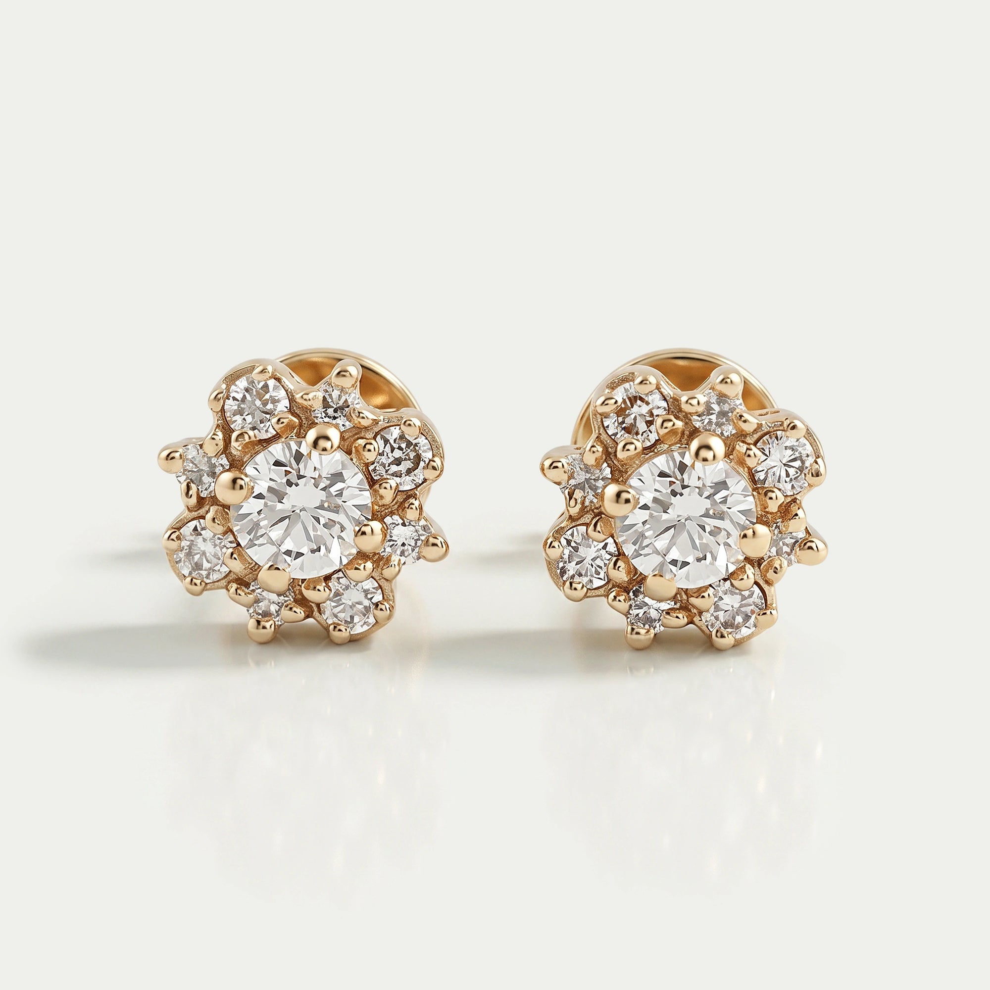 Round Lab Grown Cluster Diamond Studs Earring