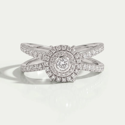 Round Diamond Crossover Ring Rings