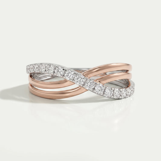 Round Lab Grown Diamond Crossover Wedding Band Ring