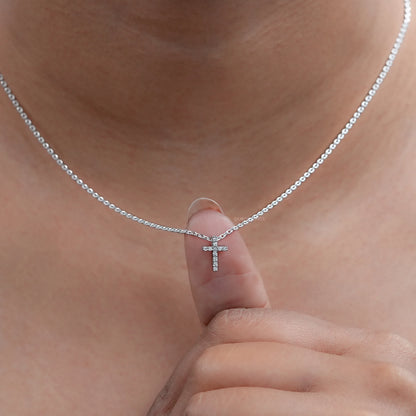 Round Cut Lab Grown Diamond Cross Pendant Necklaces